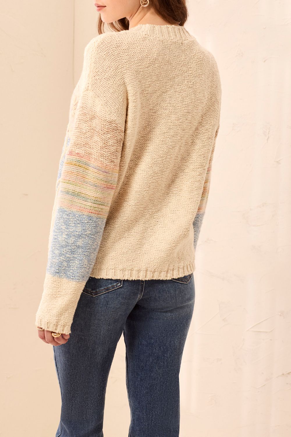 Sweater Crew Neck  Embroidered Slub Texture
