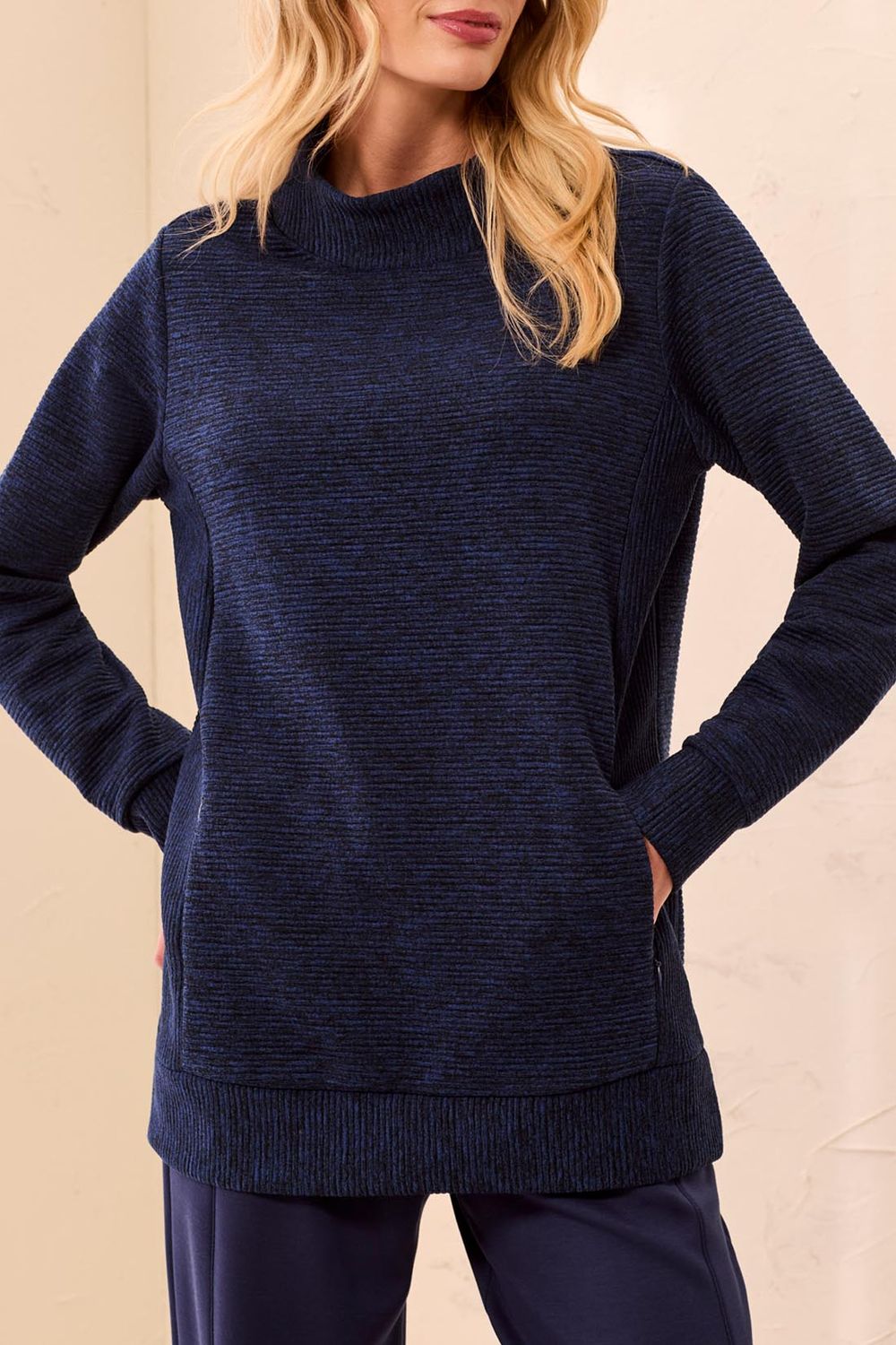 Tunic Ottoman Ribbed Mock Neck