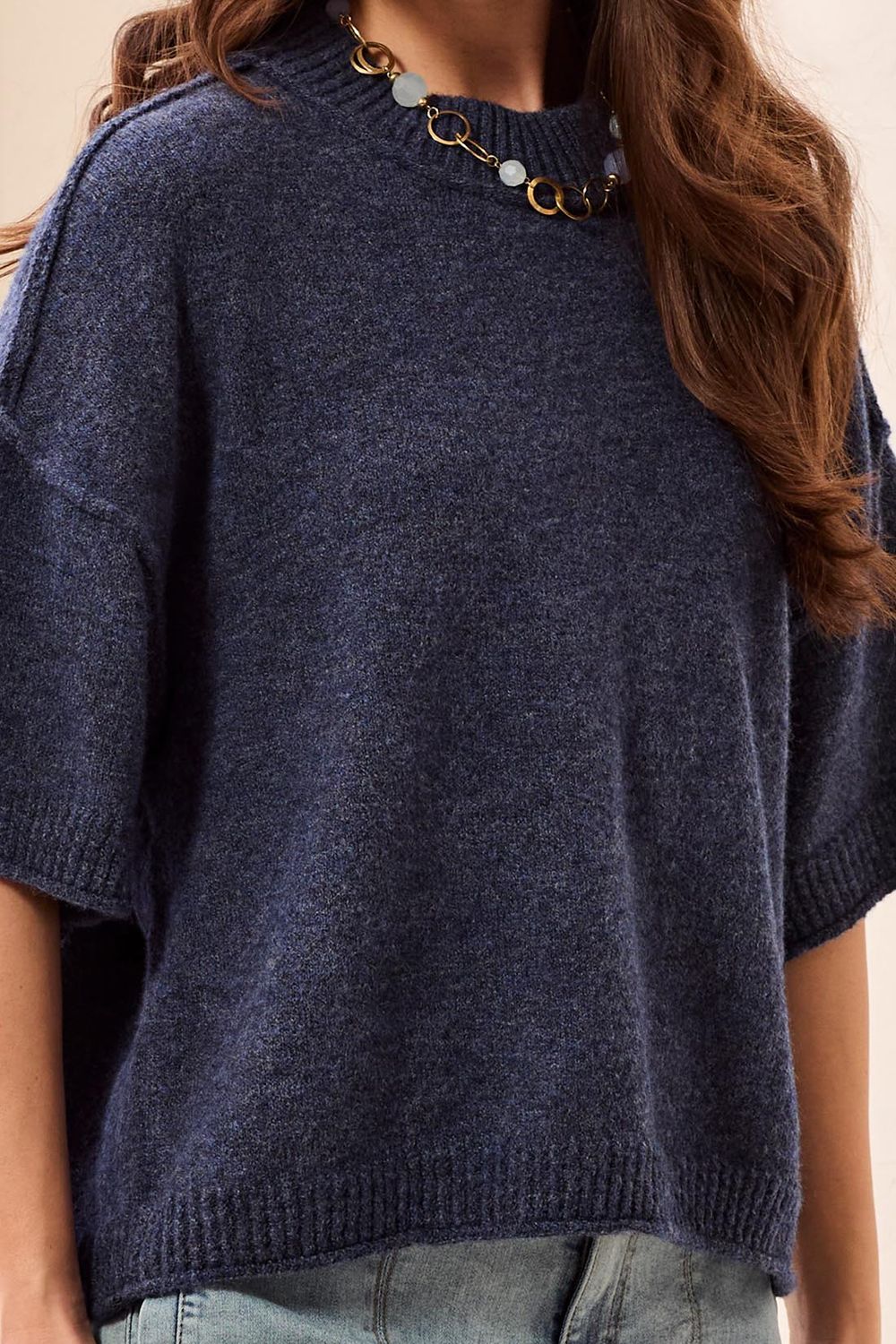 Sweater Elbow Sleeve drop Shoulder