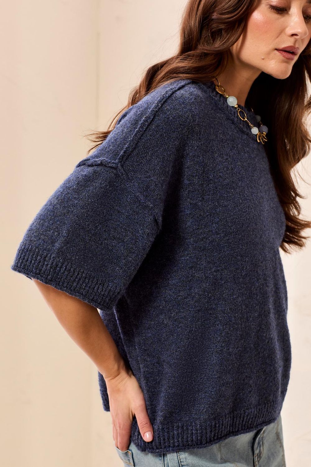 Sweater Elbow Sleeve drop Shoulder