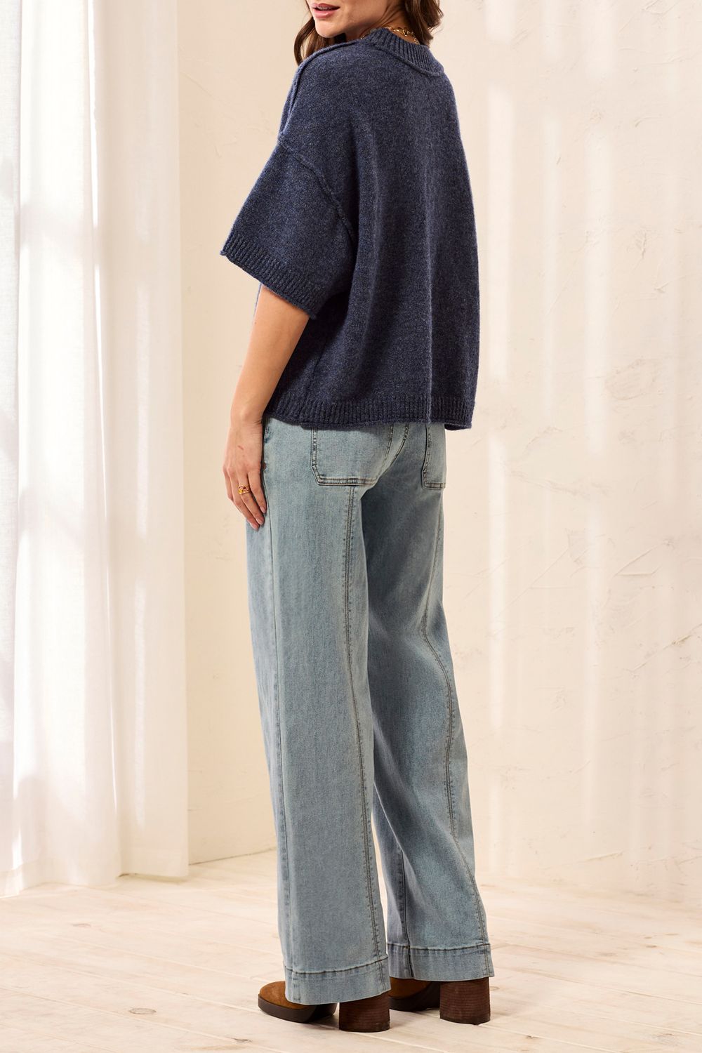 Sweater Elbow Sleeve drop Shoulder