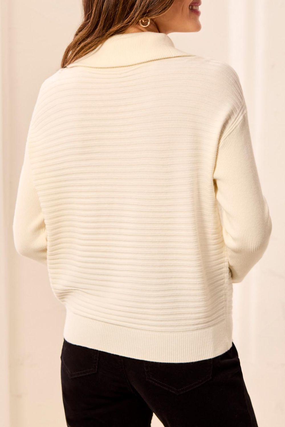 Sweater Soft Touch Zip Up V-Neck