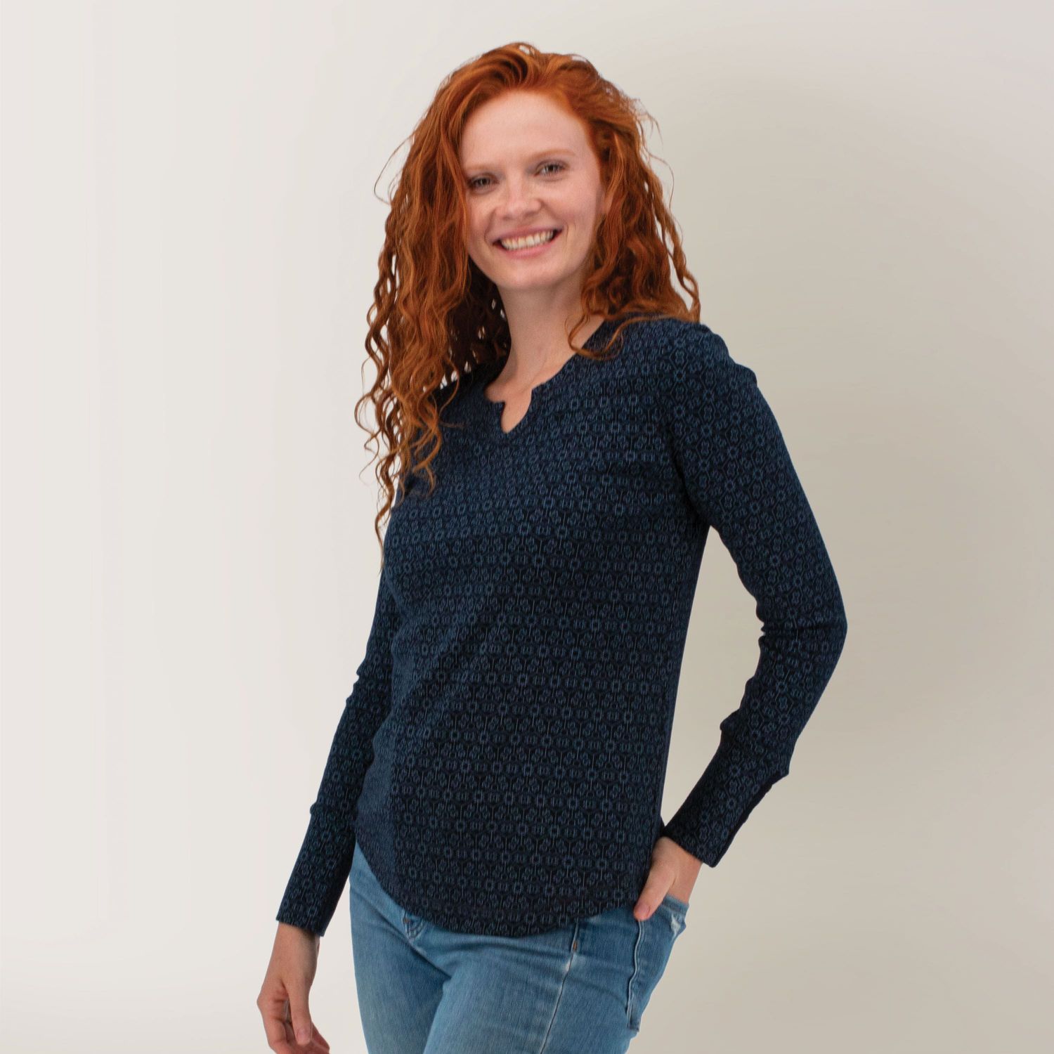 Top Tia Waffle Knit, Colour: Navy, Size: S