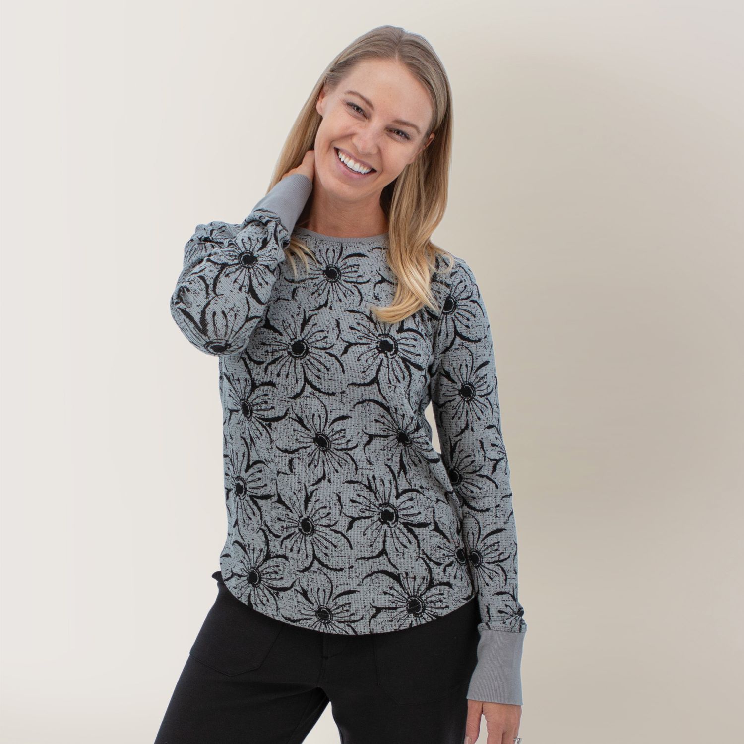 Top Sylvan Floral Thermal L/S, Colour: Meteor, Size: S