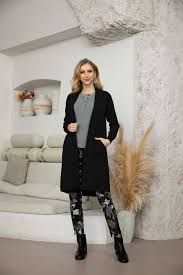 Cardigan Long Breezy Chevron, Colour: Black, Size: S/M