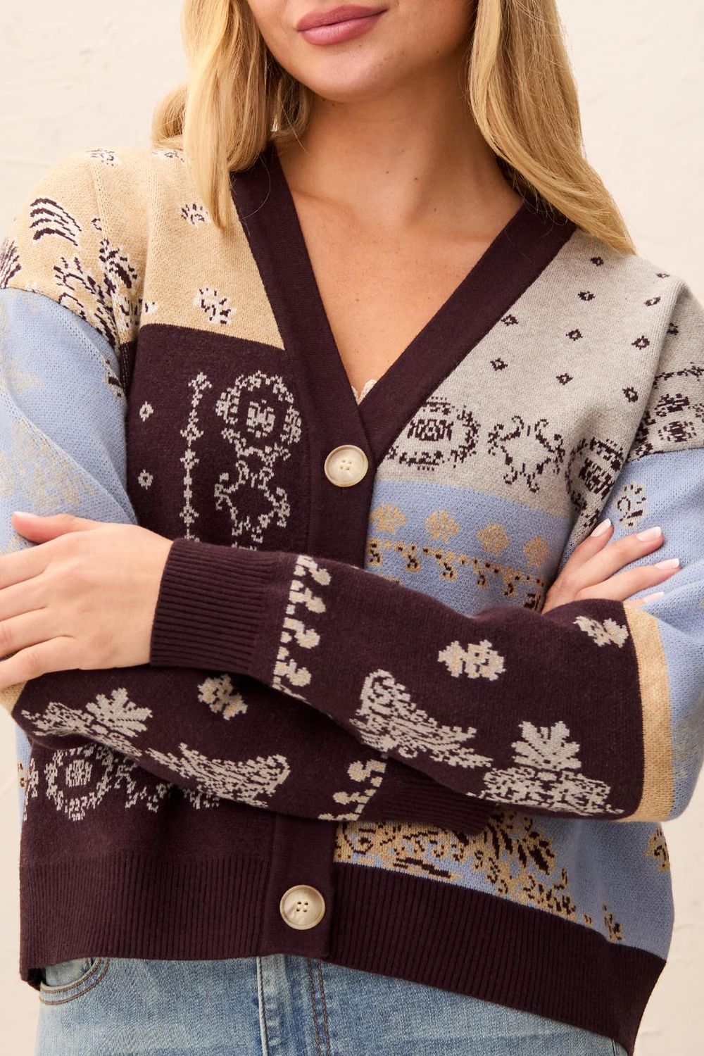 Sweater Cardigan Wear 2 ways, Color: SatinSky, Size: S