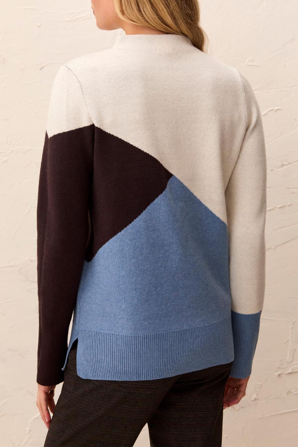 Sweater Knit  Mock neck Color Block