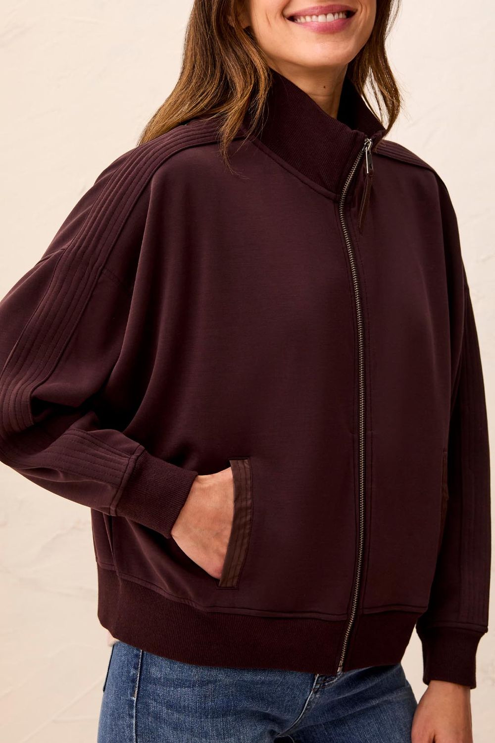 Bomber Jacket Knit with Front Zipper