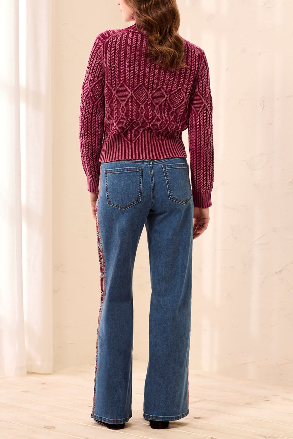 Jean Audrey wide Leg with Paisley Embroidery