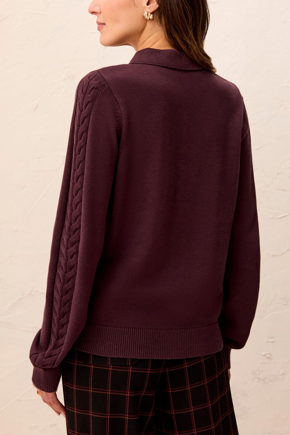 Sweater Polo with Buttons and  Cable details