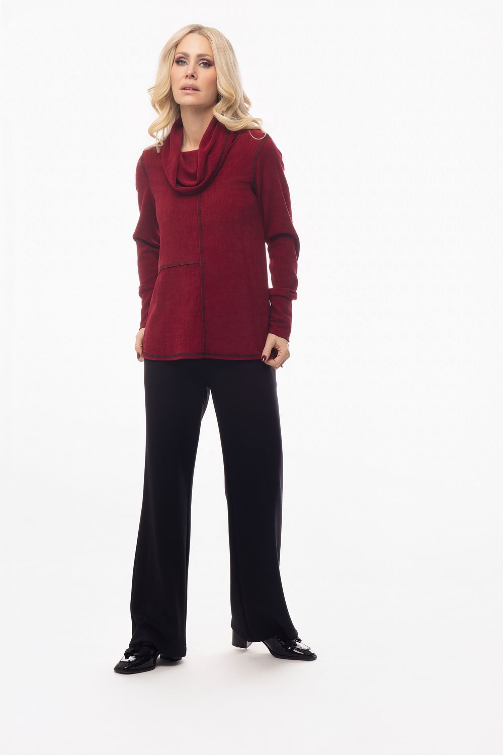 Top Cowl neck, Colour: Red, Size: S