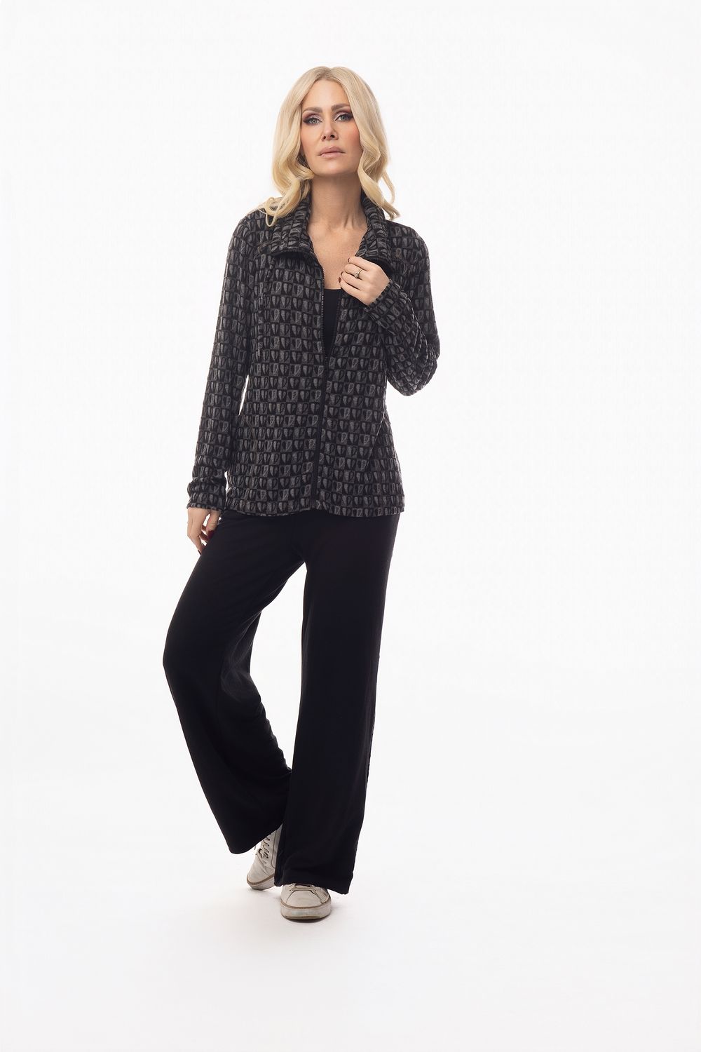 Jacket Zip Front, Color: Black/Grey, Size: S