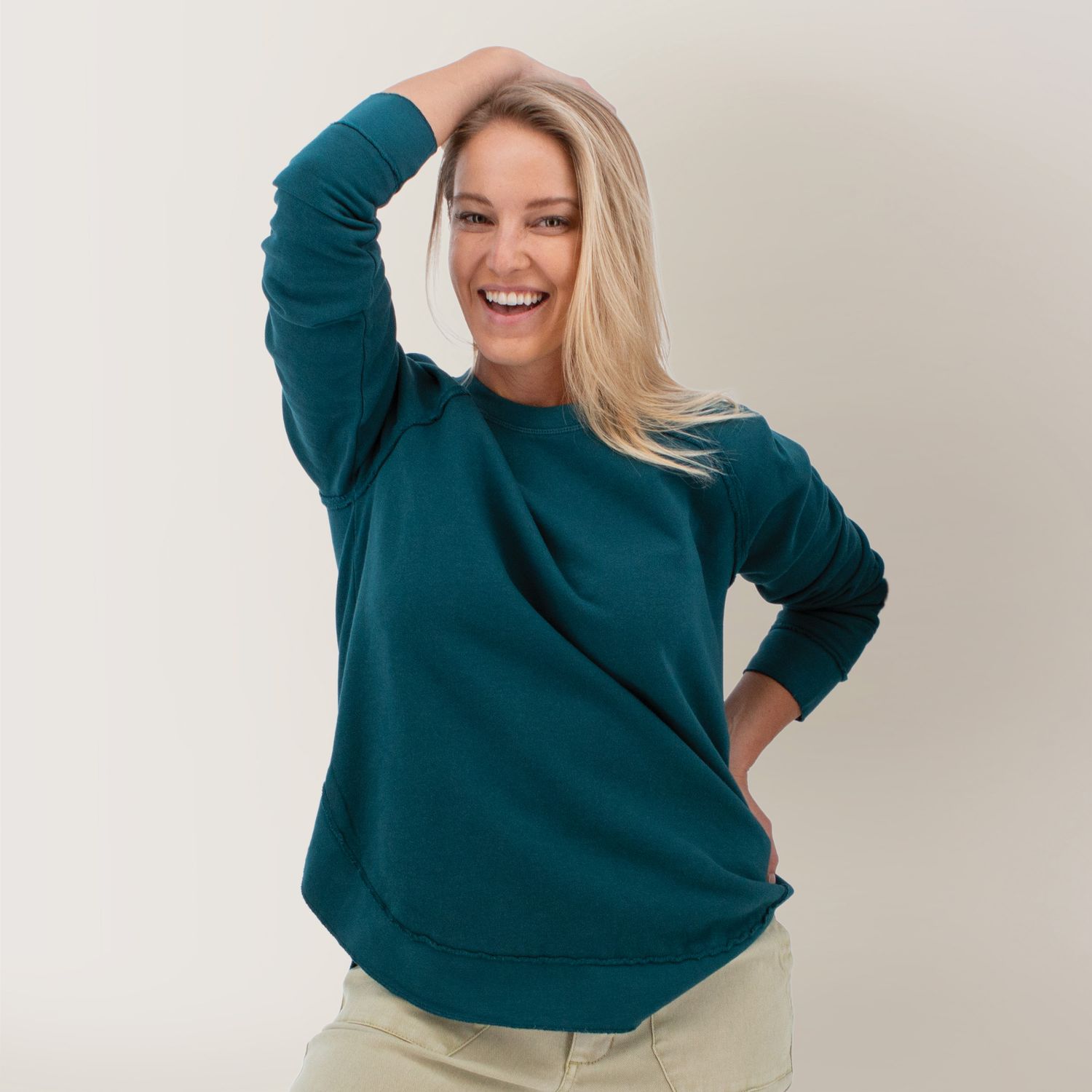 Sweatshirt Cotton Drift Crew Neck, Color: RFpond, Size: S