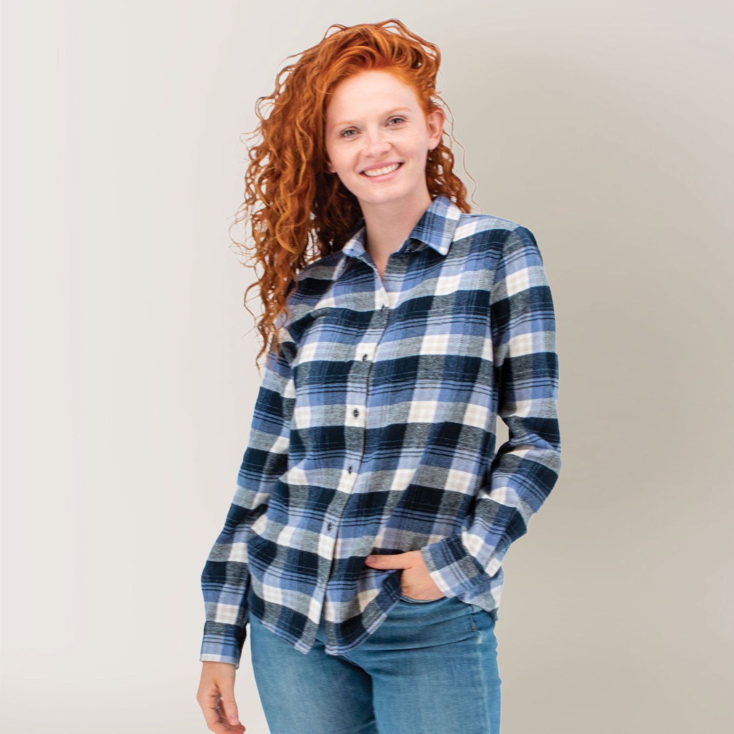Shirt Plaid Salina, Color: Blue, Size: S