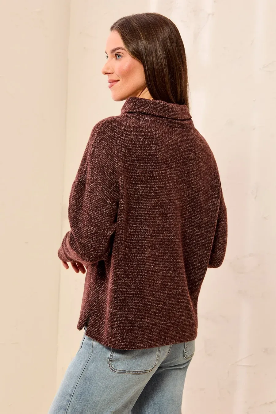 Top Brushed Knit Funnel Neck