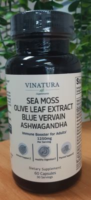 Sea Moss, Olive Leaf, Blue Vervain, Ashwagandha