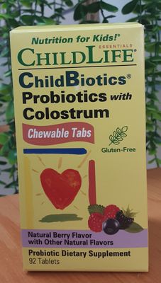 ChildBiotics Probiotics with Colostrum, chewable tab.