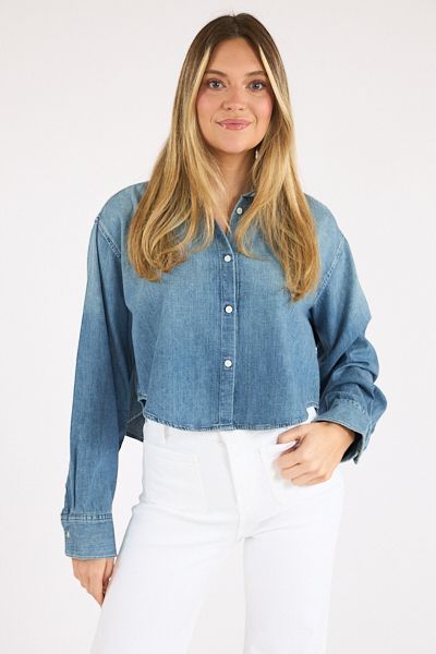 Ana Cropped Shirt in Somerset, Color: somerset (dk ind), Size: XS