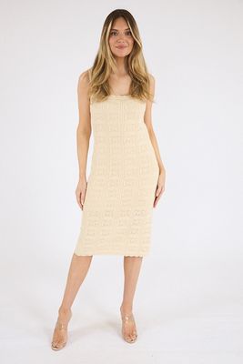 Nellis Square Crochet Knit Midi Dress