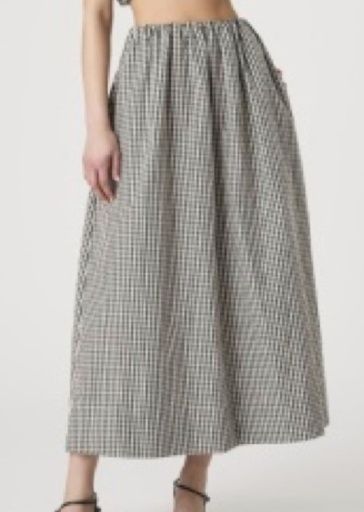 Petite Gingham Ruched Midi Skirt, Color: 20-PETIT GING ALMND NDE, Size: XS