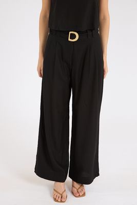 Embroidered Buckle Pants