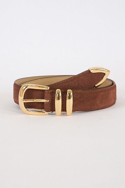 The Suede Jordan Belt, Color: lt. brown/polished, Size: S