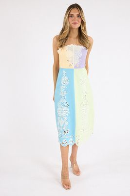 Multicolor Embroidery Sleeveless Midi Dress