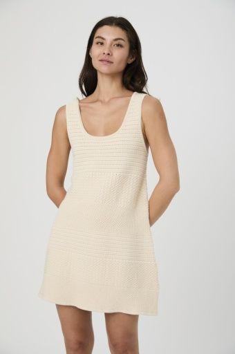 Mozart Mixed Stipe Mini Dress, Color: 20-ECRU, Size: XS