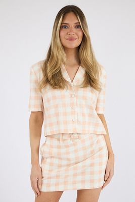 Aspen Linen Gingham Crop Shirt