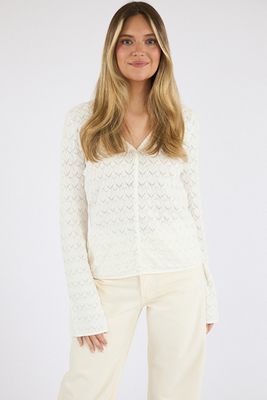 Mozart Heartleaf Crochet Long Sleeve Top