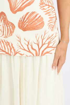 Spaghetti Strap Seashell Midi Dress