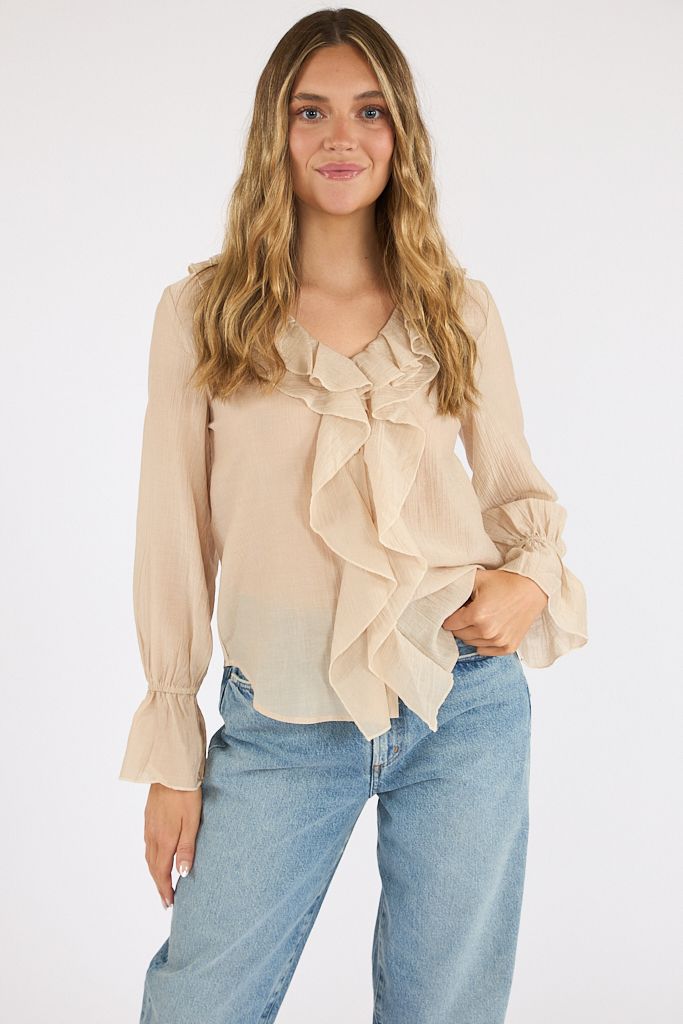 Gemma Cascading Ruffle Button Top