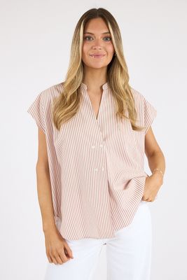 Penelope Blouse in Raspberry Stripe