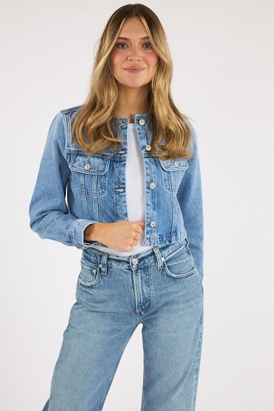 Devin Collarless Jacket in Cecil