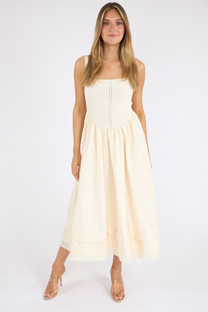 Pointelle Knit Twofer Dress