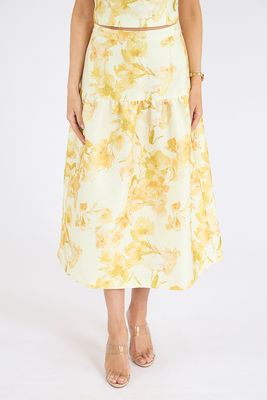 Structured Taffeta Sophie Fleur Midi Skirt