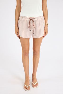 Este Drawstring Short in Raspberry Stripe