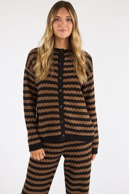 Inez Cardigan Coffee Stripe, Show Me Your Mumu