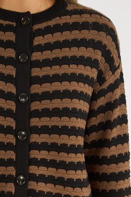 Inez Cardigan Coffee Stripe