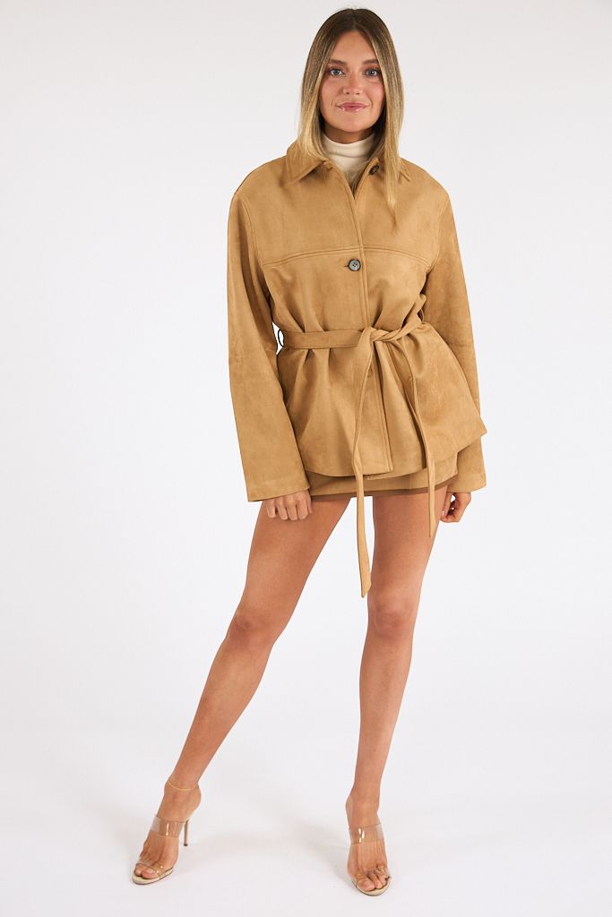 Terrain Belted Faux Suede Jacket, Elodie