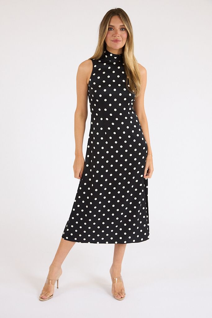 Ennis Satin Polka Dot Midi Dress, French Connection, e.Allen, Nashville, franklin, Murfreesboro
