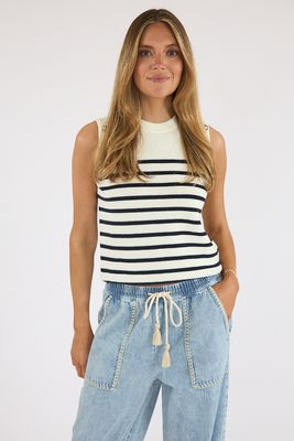 Elaine Sleeveless Stripe Sweater Top