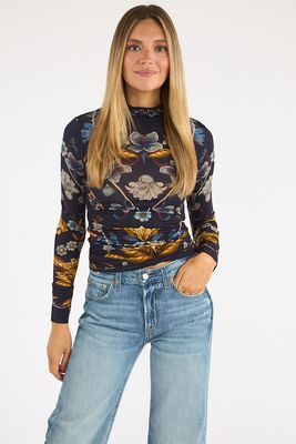 Golden Nature Navy Blue Jersey Blouse, Farm Rio, e.Allen