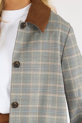 Matteo Plaid Suiting Suede Collar Coat