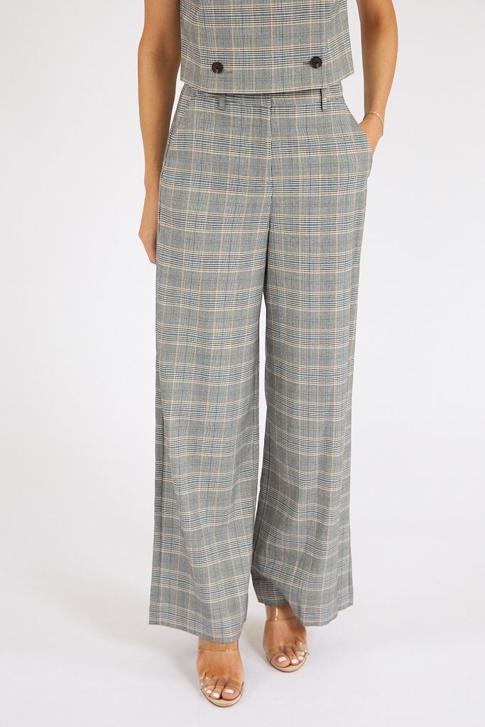 Matteo Plaid Wide Leg Trouser, French Connection, e.Allen