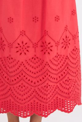 Faith Linen Blend Embroidered Midi Skirt
