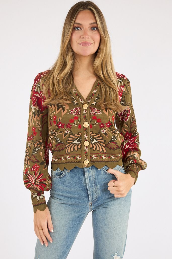 Ligia Floral Knit Cardigan