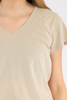 Hendrix Boxy V Neck Driftwood
