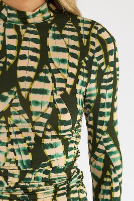 Striped Leaves Moss Green Blouse