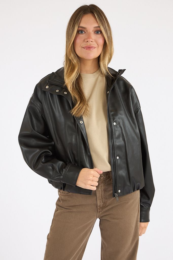 Dessa Faux Leather Bomber Jacket, French Connection, e.Allen